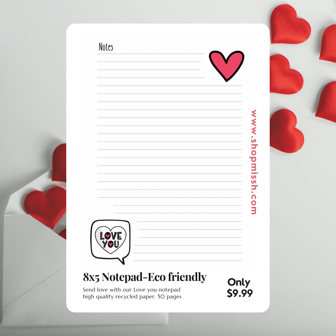 (8x5) I love You notepad, eco - friendly - 50 pages