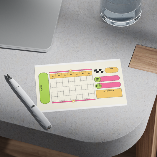 8x5 Perpetual Calendar for work, home office, school, colorful 12 pages. Eco Friendly