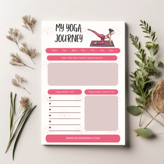 My Yoga Journey tracker - 90 pages - 8X5 . Premium Paper. Eco Friendly.