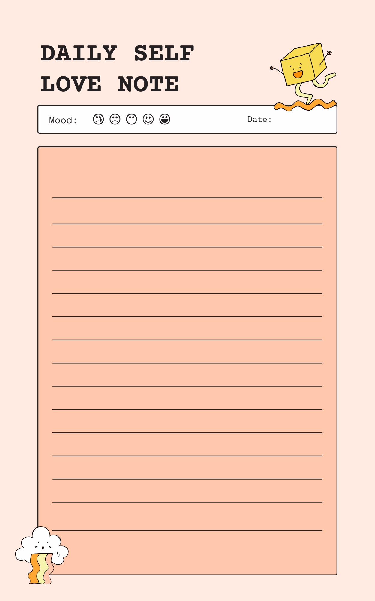 8X5 Daily Self Love Notepad - Office , desk 100 pages. Eco Friendly