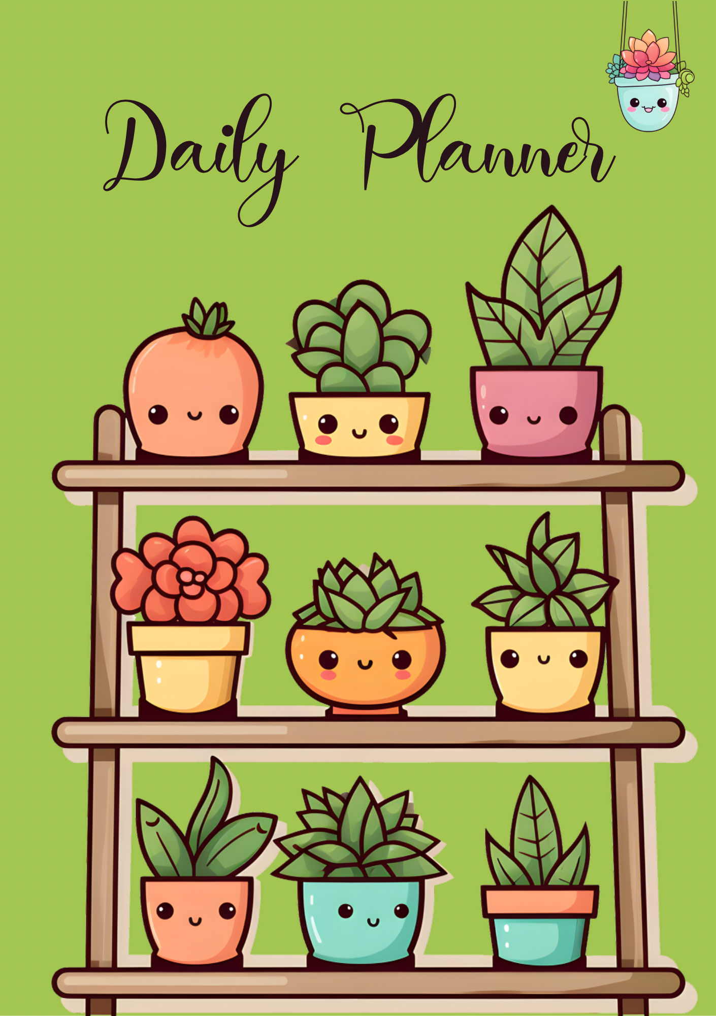 A5 Clipart Plant Daily Planner pages with spiral. Eco friendly paper 90 pages