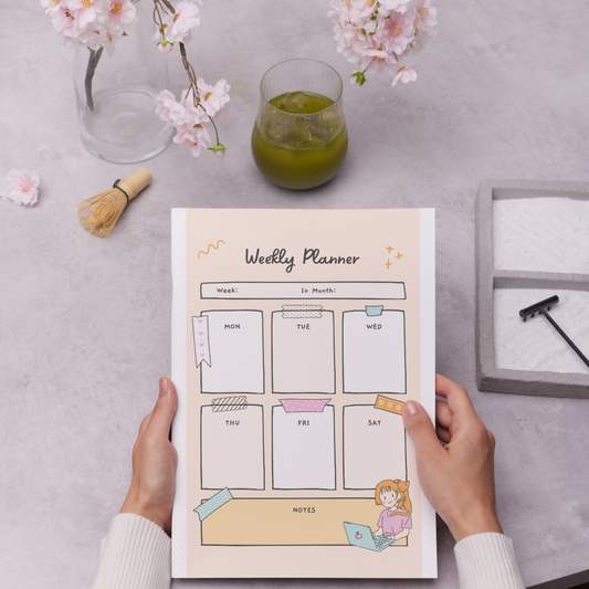 8X5 Weekly Planner for work, home office, school, working girl 52 pages. Eco Friendly