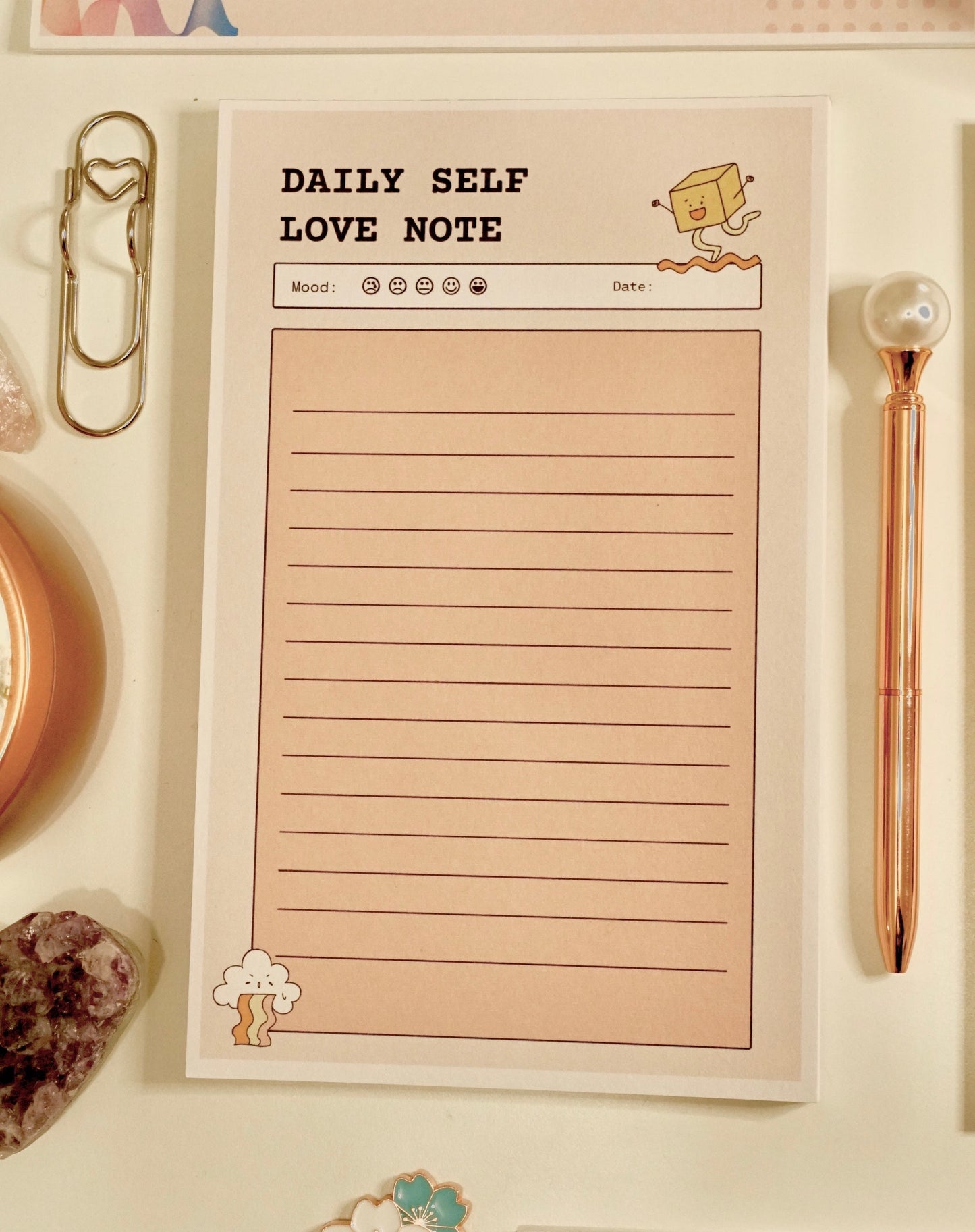 8X5 Daily Self Love Notepad - Office , desk 100 pages. Eco Friendly