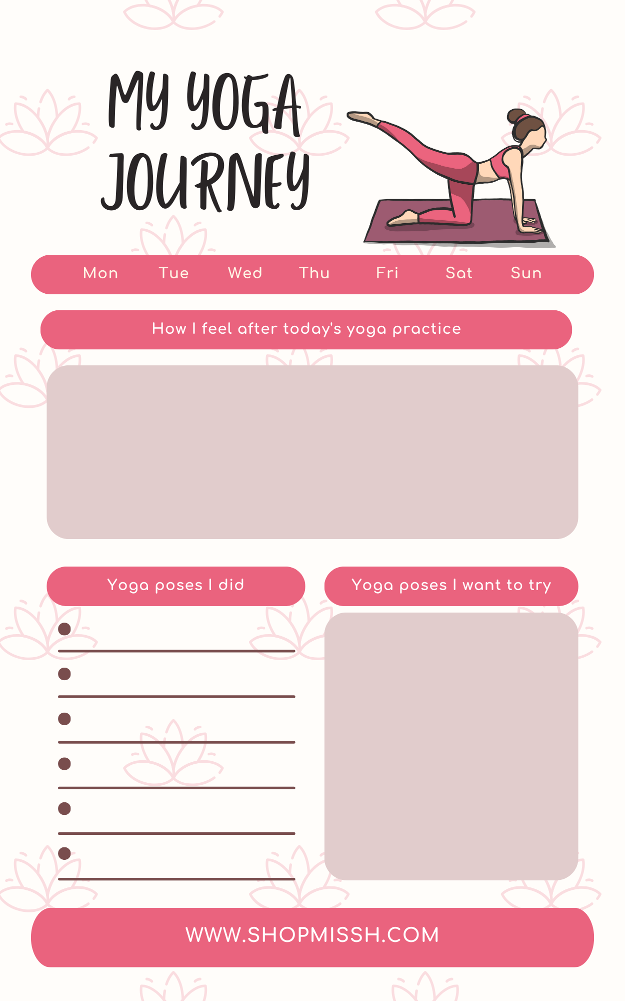 My Yoga Journey tracker - 90 pages - 8X5 . Premium Paper. Eco Friendly.