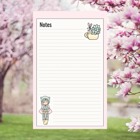 Cactus Girl notepad, eco - friendly - 50 pages